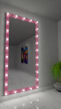 Paris Mirrors HDRESS85406000D-PNK - Grace Hollywood Mirror - Bluetooth & LED BULBS
